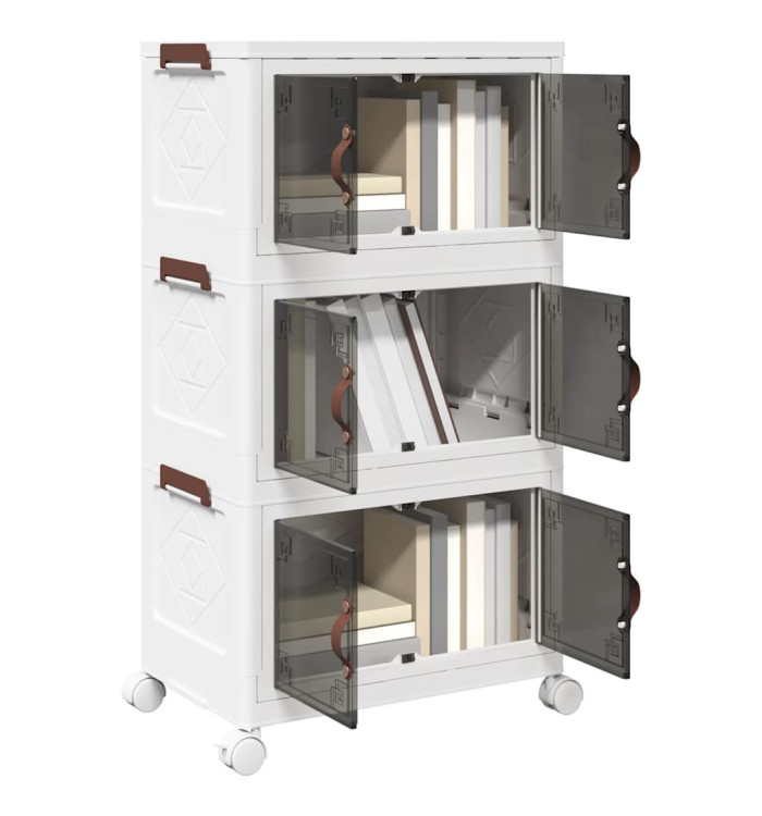 Boîte de rangement empilable avec roues à 3 niveaux 28 L | Mobilier & Déco