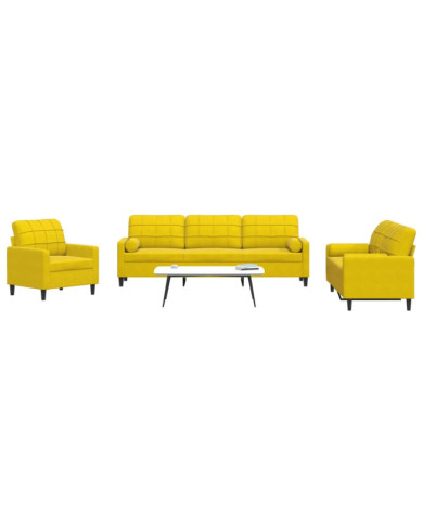 Ensemble de canapés 3 pcs avec coussins et traversins velours | Mobilier & Déco