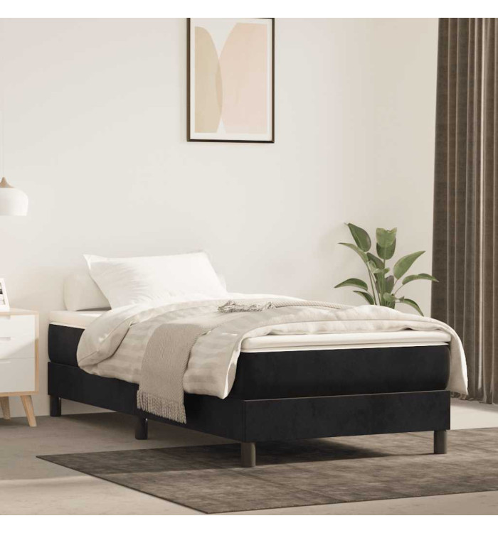 Matelas de lit à ressorts ensachés noir 100x210x20 cm velours | Mobilier & Déco