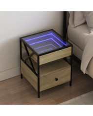 Table de chevet avec LED infini chêne sonoma 40x40x51 cm | Mobilier & Déco