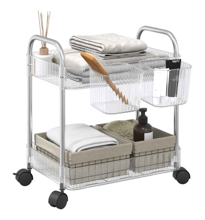 Chariot de rangement à 2 niveaux transparent acrylique | Mobilier & Déco