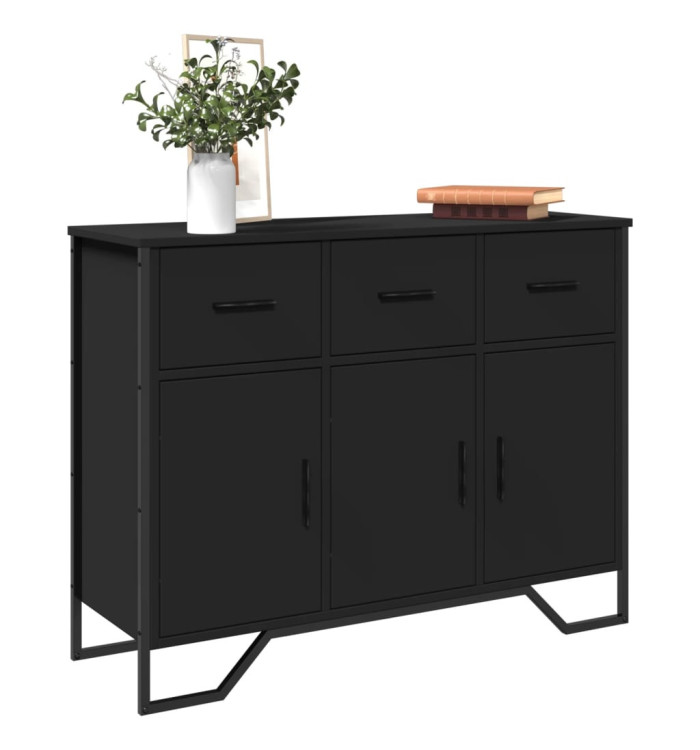 Buffet noir 97x32,5x74,5 cm bois d’ingénierie | Mobilier & Déco