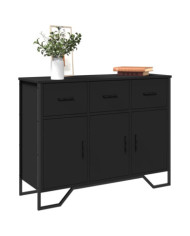 Buffet noir 97x32,5x74,5 cm bois d’ingénierie | Mobilier & Déco
