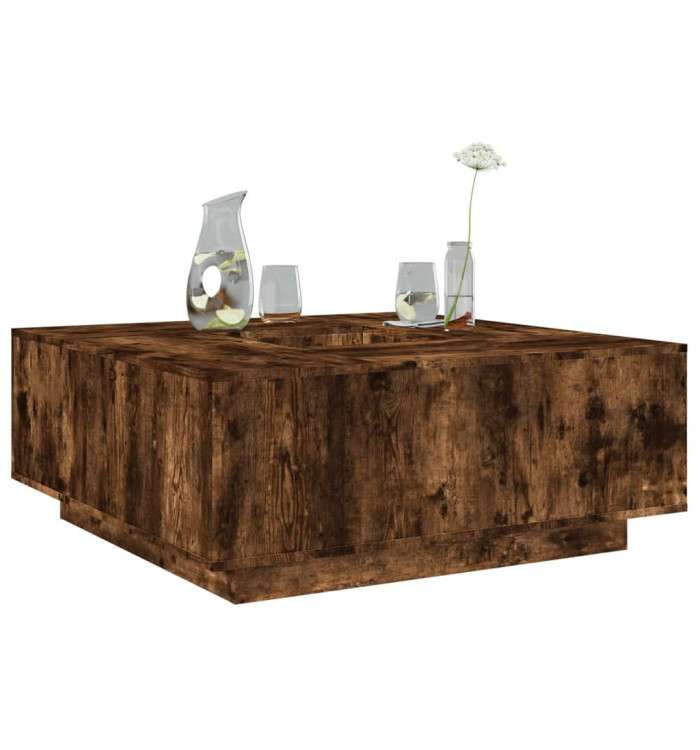 Table basse chêne fumé 100x100x40 cm bois d'ingénierie | Mobilier & Déco