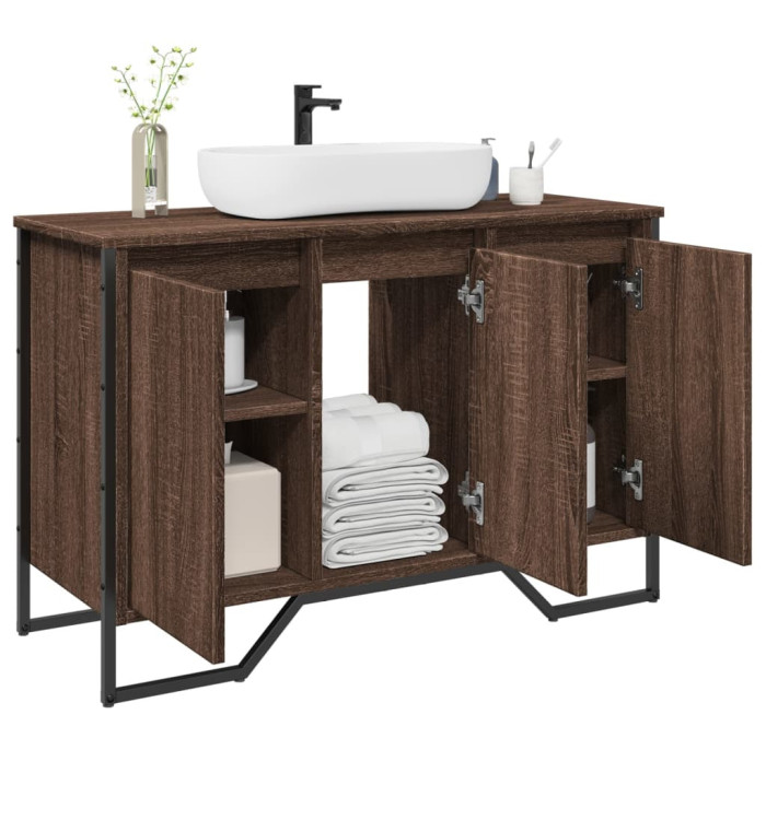 Armoire lavabo de salle de bain chêne marron 91x35x60 cm | Mobilier & Déco