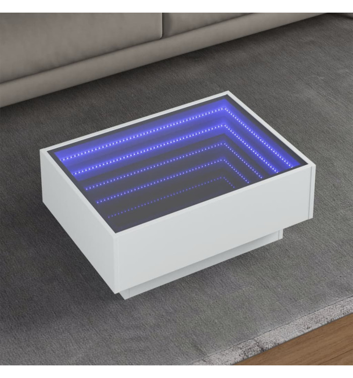 Table basse avec LED blanc 70x50x30 cm bois d'ingénierie | Mobilier & Déco