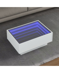 Table basse avec LED blanc 70x50x30 cm bois d'ingénierie | Mobilier & Déco