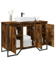 Armoire lavabo de salle de bain chêne fumé 91x35x60 cm | Mobilier & Déco