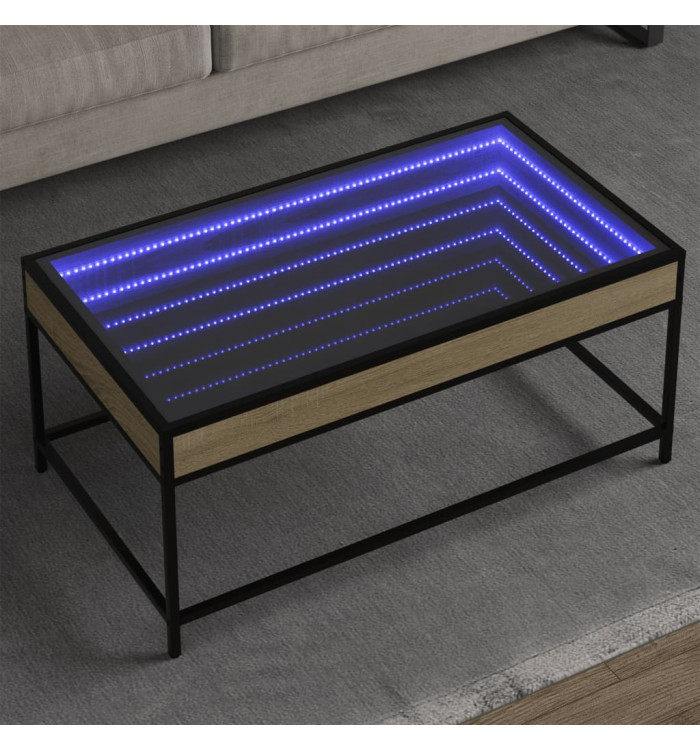 Table basse avec LED infini chêne sonoma 90x50x41 cm | Mobilier & Déco