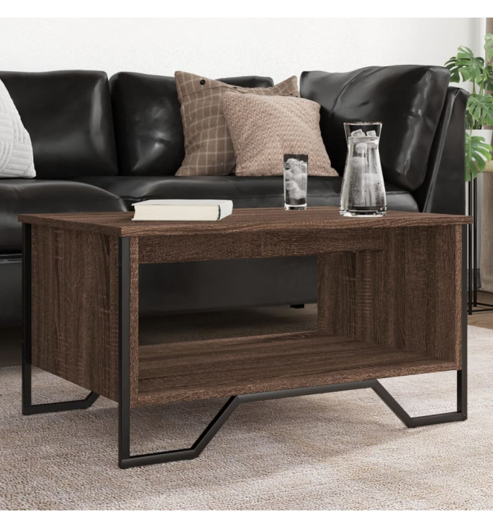 Table basse chêne marron 75x51x40 cm bois d'ingénierie | Mobilier & Déco