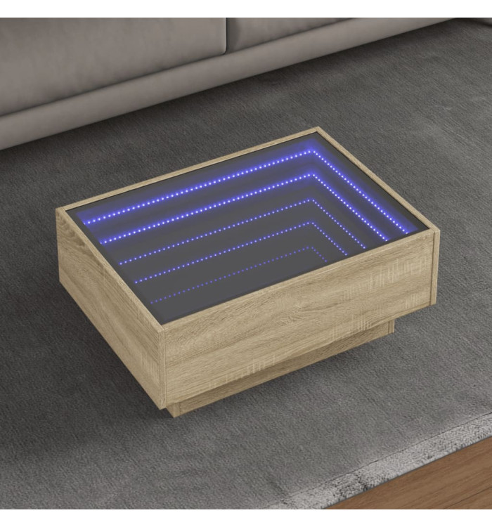 Table basse avec LED chêne sonoma 70x50x30 cm bois d'ingénierie | Mobilier & Déco