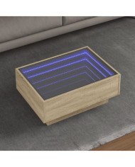 Table basse avec LED chêne sonoma 70x50x30 cm bois d'ingénierie | Mobilier & Déco