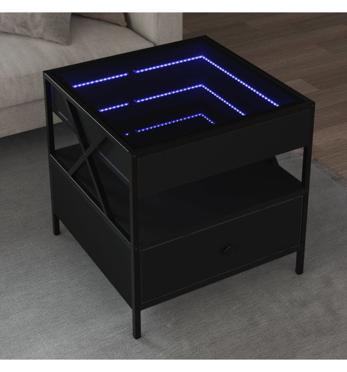 Table basse avec LED Infinity noir 50x50x51 cm | Mobilier & Déco