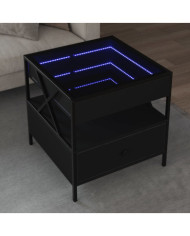 Table basse avec LED Infinity noir 50x50x51 cm | Mobilier & Déco