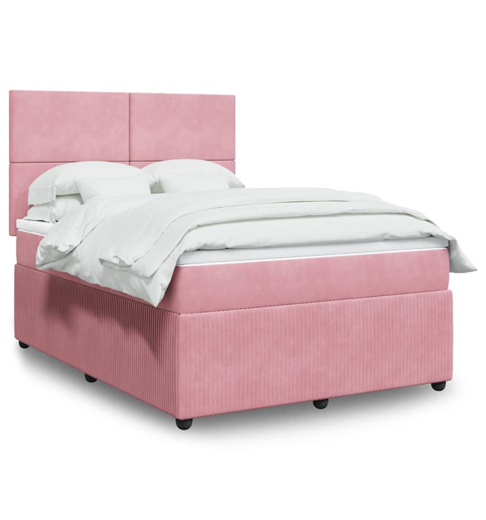 Sommier à lattes de lit avec matelas Rose 160x200 cm Velours | Mobilier & Déco