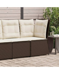 Canapé d'angle de jardin avec coussins marron résine tressée | Mobilier & Déco