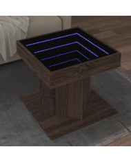 Table basse avec LED chêne marron 50x50x45 cm bois d'ingénierie | Mobilier & Déco
