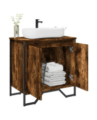 Armoire lavabo de salle de bain chêne fumé 60x35x60 cm | Mobilier & Déco