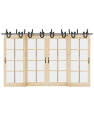 Kit de quincaillerie de porte coulissante 366 cm acier noir | Mobilier & Déco
