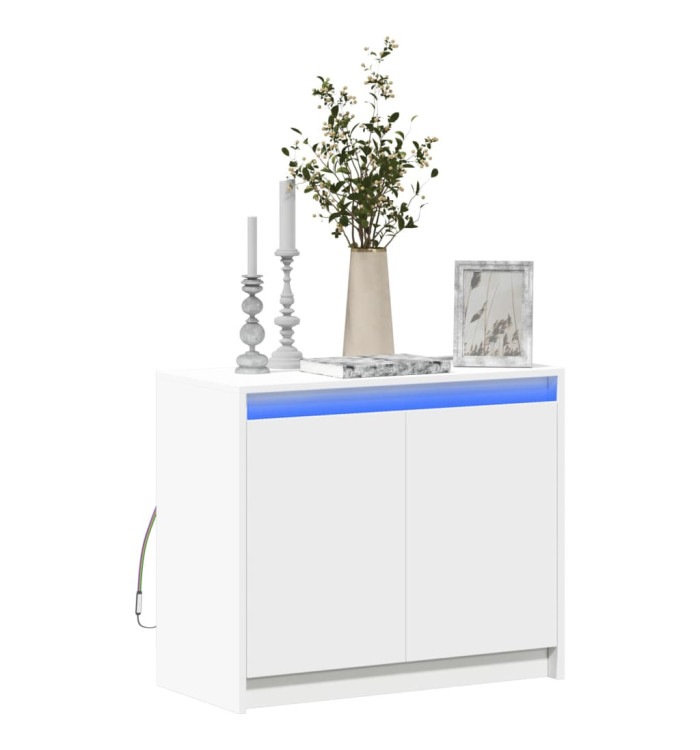 Buffet avec LED blanc 72x34x61 cm bois d'ingénierie | Mobilier & Déco