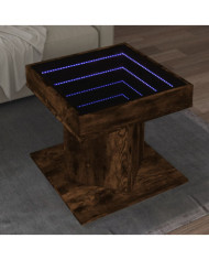 Table basse avec LED chêne fumé 50x50x45 cm bois d'ingénierie | Mobilier & Déco
