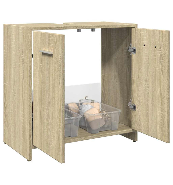 Armoire lavabo de salle de bain chêne sonoma 60x33x60 cm | Mobilier & Déco