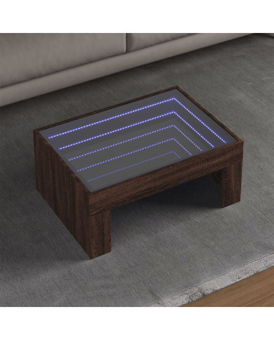 Table basse avec LED infini chêne marron 70x50x30 cm | Mobilier & Déco