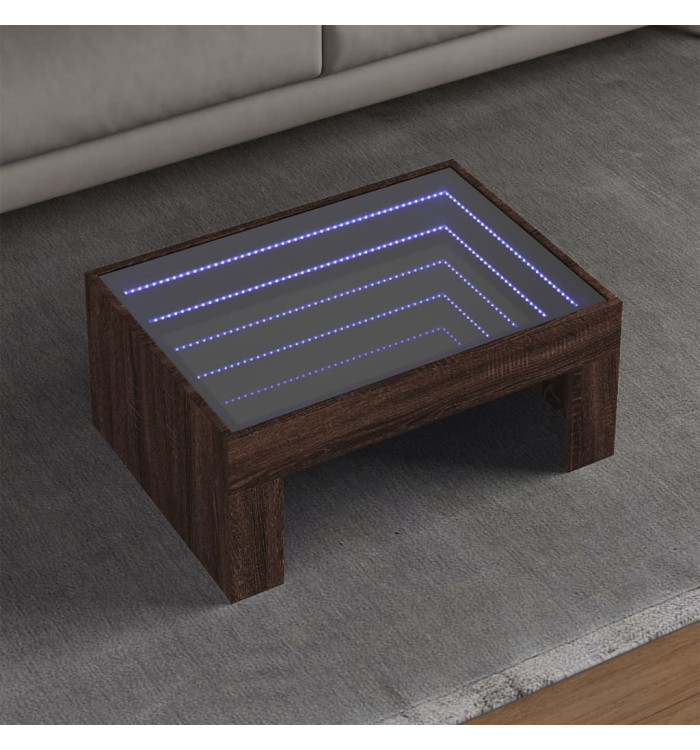 Table basse avec LED infini chêne marron 70x50x30 cm | Mobilier & Déco