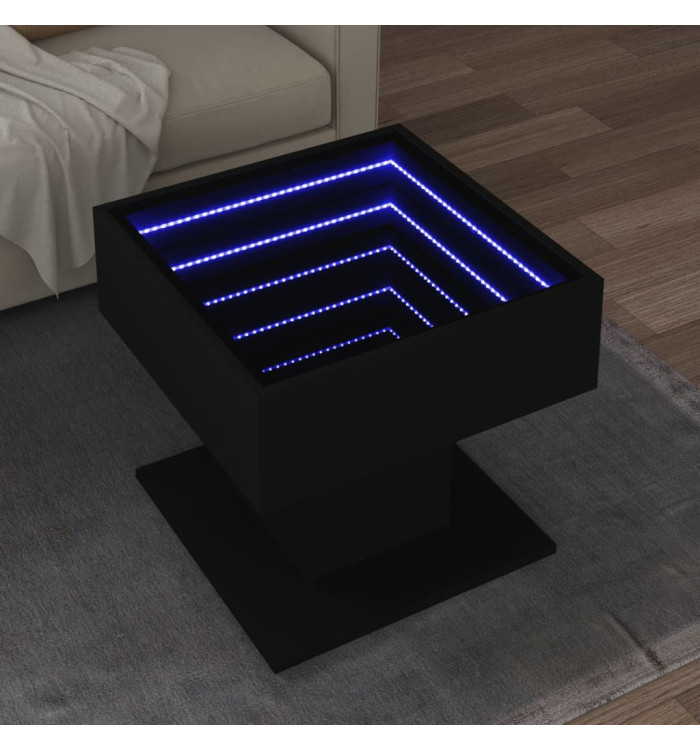 Table basse avec LED noir 50x50x45 cm bois d'ingénierie | Mobilier & Déco