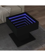 Table basse avec LED noir 50x50x45 cm bois d'ingénierie | Mobilier & Déco