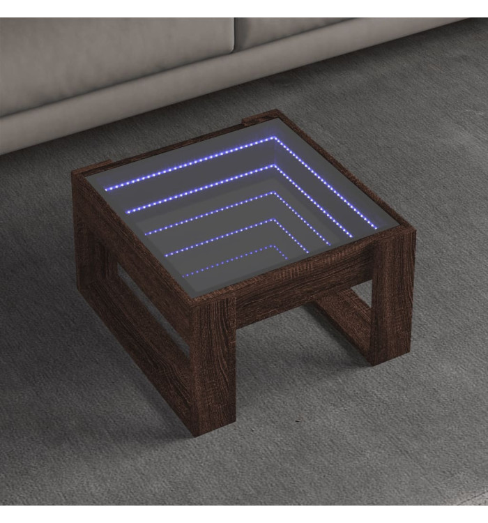 Table basse avec LED infini chêne marron 50x53x30 cm | Mobilier & Déco