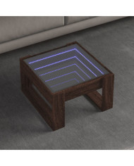 Table basse avec LED infini chêne marron 50x53x30 cm | Mobilier & Déco