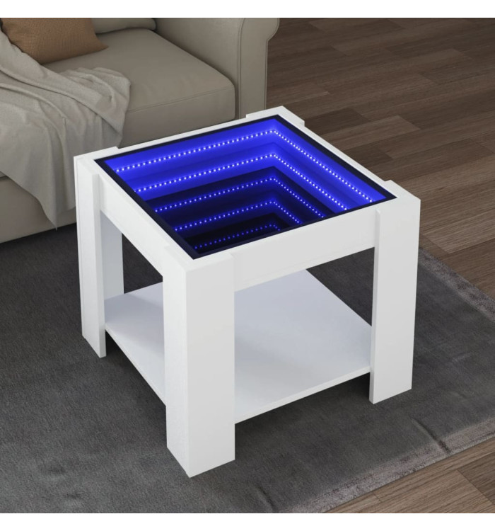 Table basse avec LED blanc 53x53x45 cm bois d'ingénierie | Mobilier & Déco