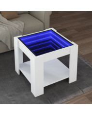 Table basse avec LED blanc 53x53x45 cm bois d'ingénierie | Mobilier & Déco