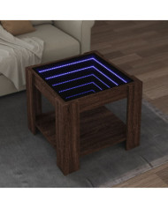 Table basse avec LED chêne marron 53x53x45 cm bois d'ingénierie | Mobilier & Déco