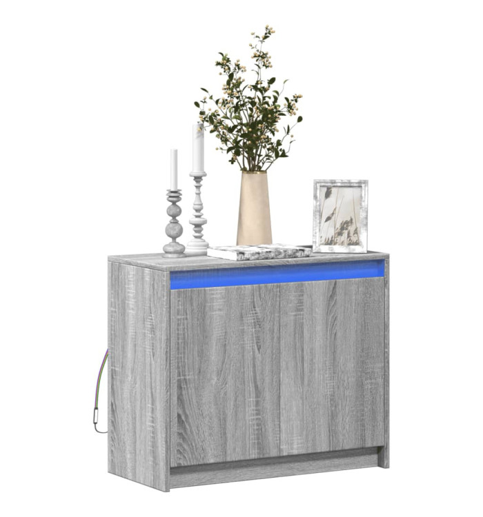 Buffet avec LED sonoma gris 72x34x61 cm bois d'ingénierie | Mobilier & Déco