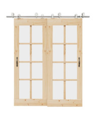 Kit fixation porte coulissante 200 cm Acier inoxydable Argenté | Mobilier & Déco