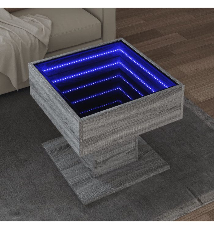 Table basse avec LED sonoma gris 50x50x45 cm bois d'ingénierie | Mobilier & Déco