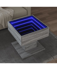 Table basse avec LED sonoma gris 50x50x45 cm bois d'ingénierie | Mobilier & Déco