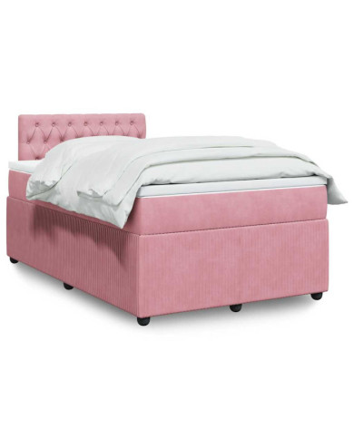 Sommier à lattes de lit avec matelas Rose 120x200 cm Velours | Mobilier & Déco