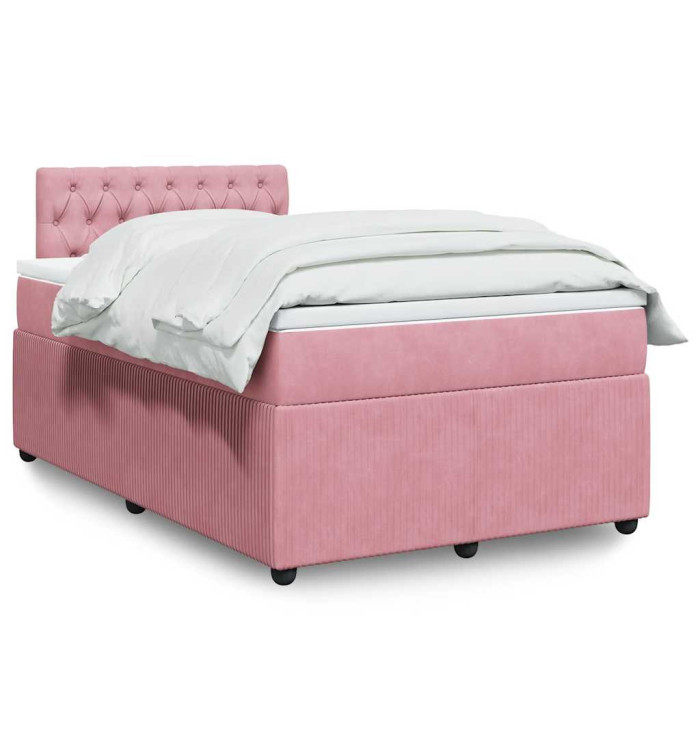 Sommier à lattes de lit avec matelas Rose 120x200 cm Velours | Mobilier & Déco