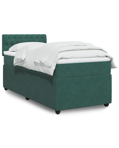 Sommier à lattes de lit avec matelas Vert foncé 90x200 cm | Mobilier & Déco