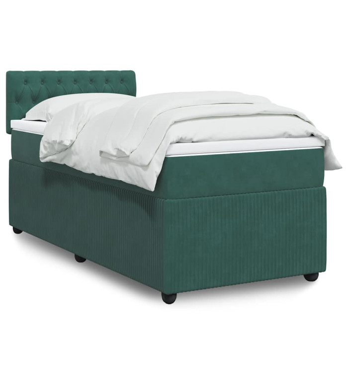 Sommier à lattes de lit avec matelas Vert foncé 90x200 cm | Mobilier & Déco