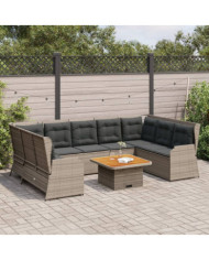 Salon de jardin 7 pcs avec coussins Gris Résine tressée | Mobilier & Déco
