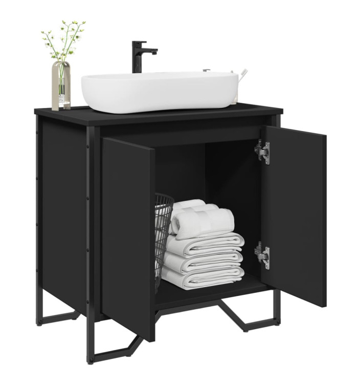Armoire lavabo de salle de bain noir 60x35x60 cm | Mobilier & Déco