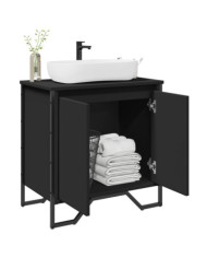 Armoire lavabo de salle de bain noir 60x35x60 cm | Mobilier & Déco