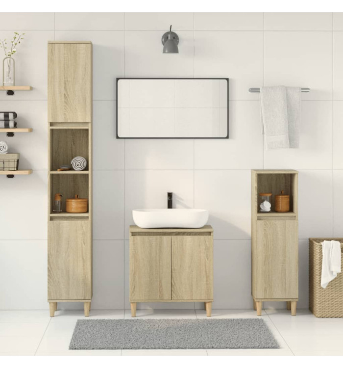 Ensemble de meubles de salle de bain 3 pcs chêne sonoma | Mobilier & Déco