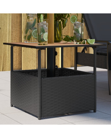 Table de jardin avec trou de parasol noir résine tressée | Mobilier & Déco