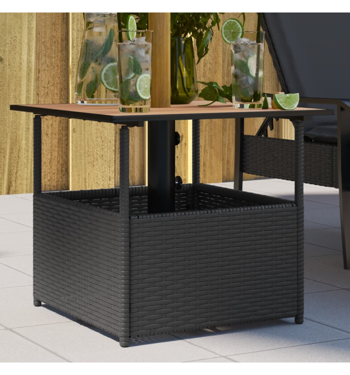Table de jardin avec trou de parasol noir résine tressée | Mobilier & Déco