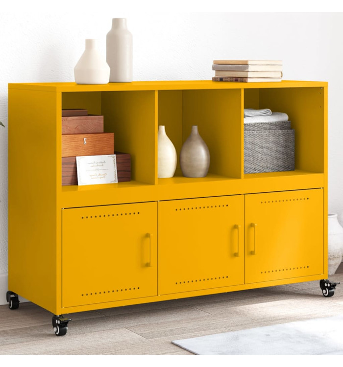 Buffet jaune moutarde 100,5x39x72 cm acier laminé à froid | Mobilier & Déco